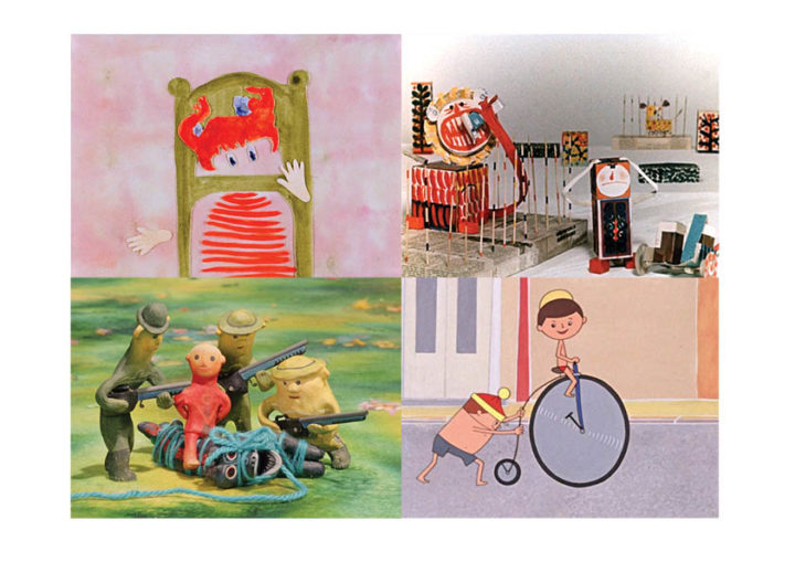 v.l.o.n.r.u.: Meta Morfoss, Monika Anderson, DDR 1978; Der Löwe Balthasar, Kurt Weiler, DDR 1970; Peter und der Wolf, Günter Rätz, DDR 1973; Mäxchen Pfiffig und Tüte – Die große Fahrt, Christl Wiemer, DDR 1968, ©DIAF