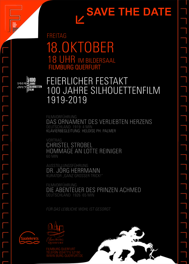 Flyer zum Festakt 100 Jahre Silhouettenfilm, ©FilmBurg Querfurt