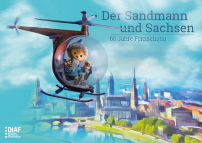 Titel unter Verwendung des Original-Hubschraubers mit originaler Sandmann-Puppe, die das Trickfilmstudio des DDR-Fernsehens Berlin dem DEFA-Studio für Trickfilme Dresden 1985 anlässlich dessen 30-jährigen Bestehens schenkte. Der Helikopter wurde geschaffen von Harald Serowski, die Figur Unser Sandmännchen stammt von Gerhard Behrendt. Beide Exponate befinden sich heute im Besitz des DIAF. ©DIAF