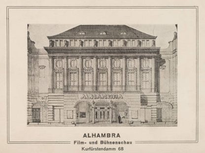 Einladung zur Eröffnung des Berliner Kinos Alhambra am Kurfürstendamm 68, Hans Brennert, 23. Februar 1922, Quelle: Wikimedia Commons, Lizenz: gemeinfrei