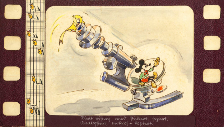 "Walt Disney wird studiert, seziert, analysiert, mikros-kopiert." Innensichten der Deutschen Zeichenfilm GmbH, entworfen und zum Bilderalbum arrangiert von Gerhard Fieber, etwa 1943/44. ©DIAF/Sammlung J. P. Storm
