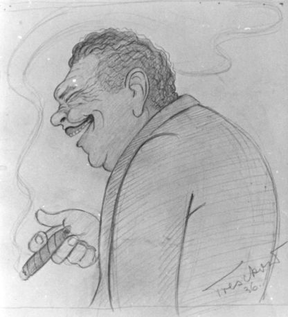 Curt Schumann, karikiert von seinem Ufa-Werbefilm-Kollegen Egon von Tresckow, 1936. ©DIAF/Sammlung J. P. Storm
