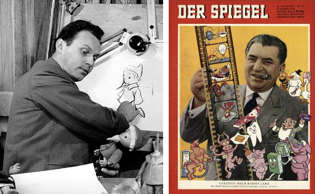 Gerhard Behrendt (l.) und Hans Fischerkoesen, zwei bedeutende Protagonisten des deutschen Animationsfilms der 1950er Jahre. ©Archiv Petzold (l.)/Spiegel 35/1956 (r.)