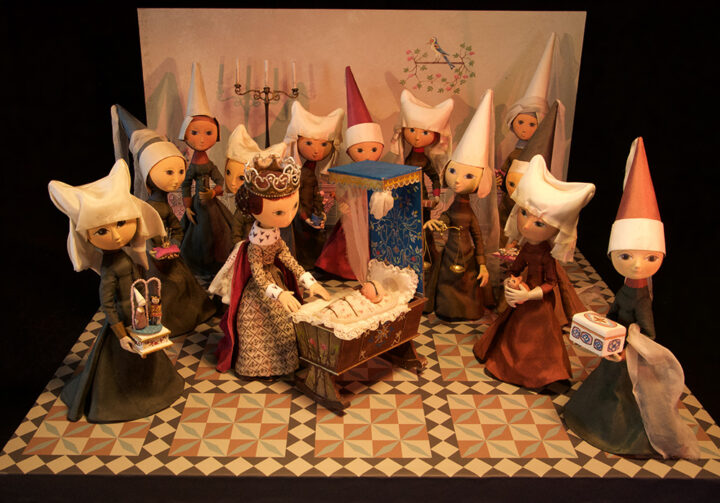 Wiegenfest zu Dornröschens Geburt. Figuren: Otto Gerd Müller/Horst Tappert. Restaurierung/Szenenarrangement: Martina Großer/Rolf Hofmann, Hylas-Trickfilm Dresden. ©DIAF/Rolf Hofmann