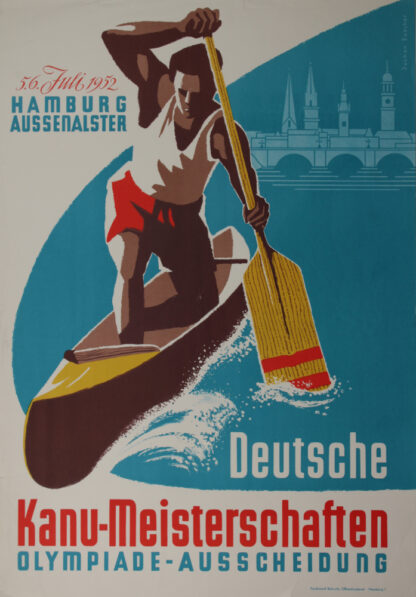 Plakat für die Deutschen Kanu-Meisterschaften in Hamburg, 1952. ©DIAF/Nachlass Euscher